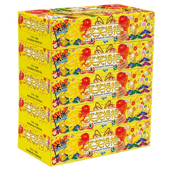 笑笑福福ボックスティッシュ100W5個組