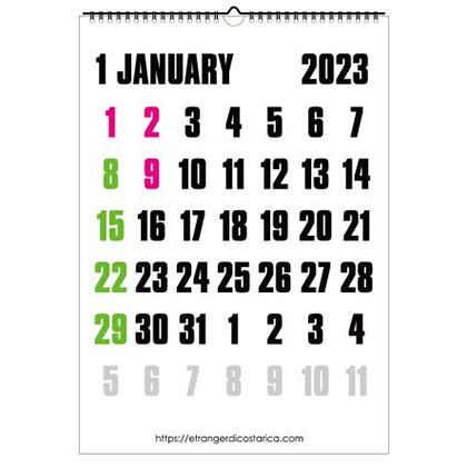 B3壁掛カレンダー2023 ハイライト