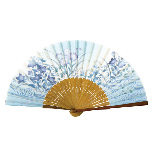 婦人用布扇子 花の詩 秋草