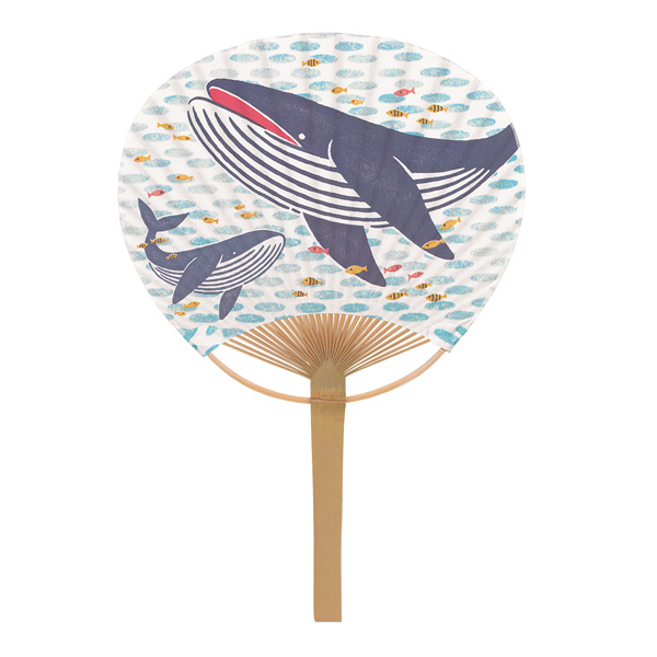 記念品に！小丸竹うちわ クジラ