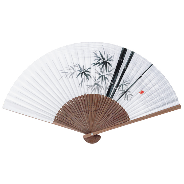 紳士用紙扇子 唐木中彫 竹（香り付）