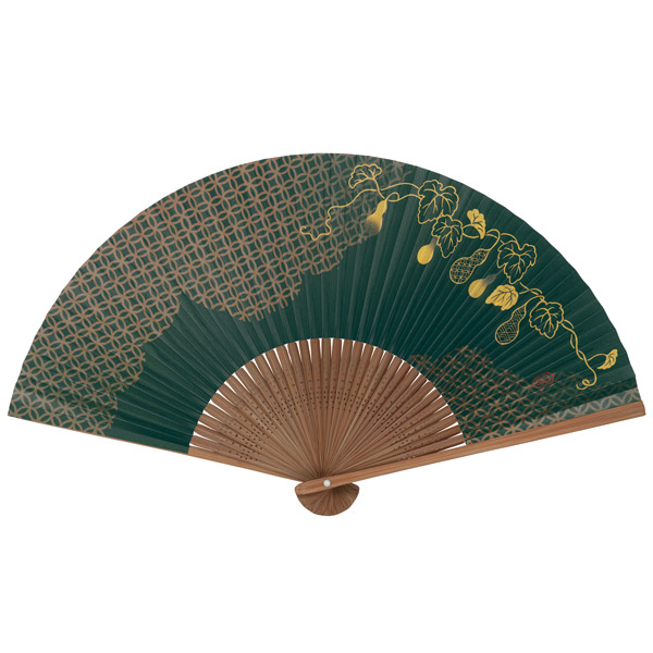 紳士用紙扇子 唐木中彫 瓢箪（香り付）