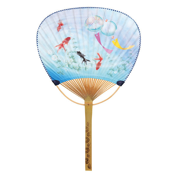 竹うちわ 中万 風鈴金魚