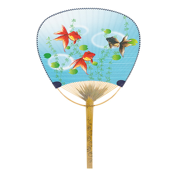 竹うちわ 水草金魚