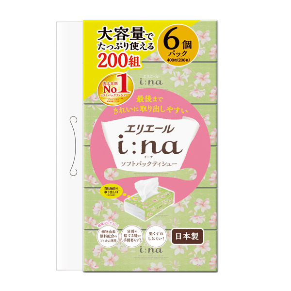エリエール i:na（イーナ）ティシューソフトパック200W6個組