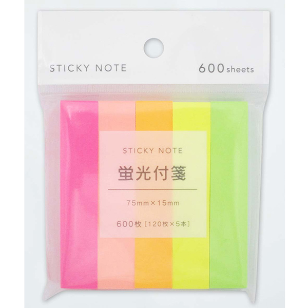 フィットメモ蛍光付箋120枚（5本入）